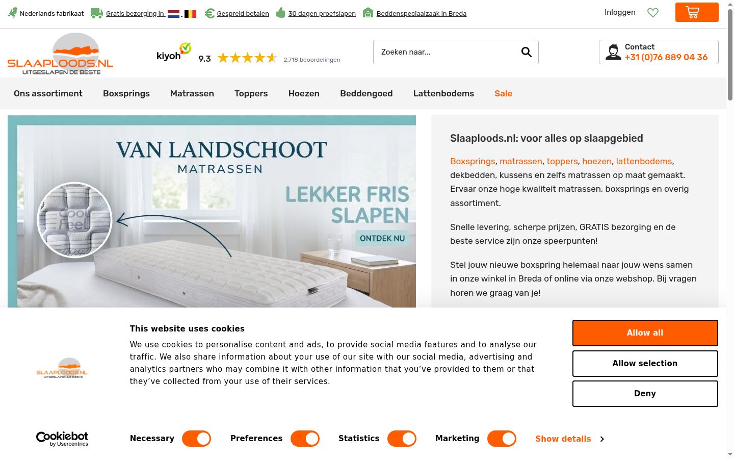 Screenshot des Einwilligungsbanners vor jeglicher Interaktion