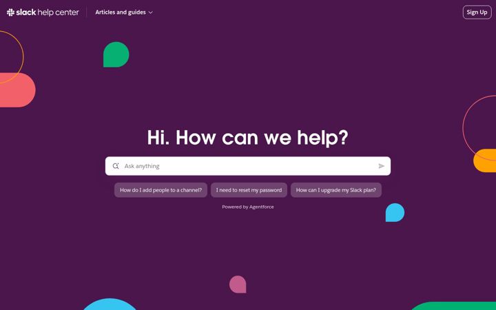 Screenshot of slack.help