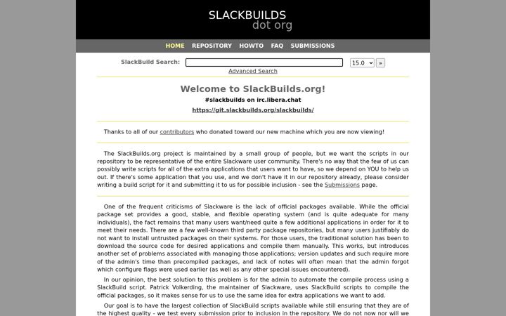Screenshot of slackbuilds.org