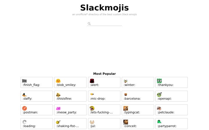Screenshot of slackmojis.com