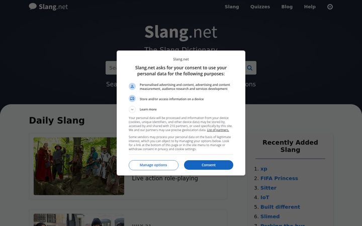 Screenshot of slang.net