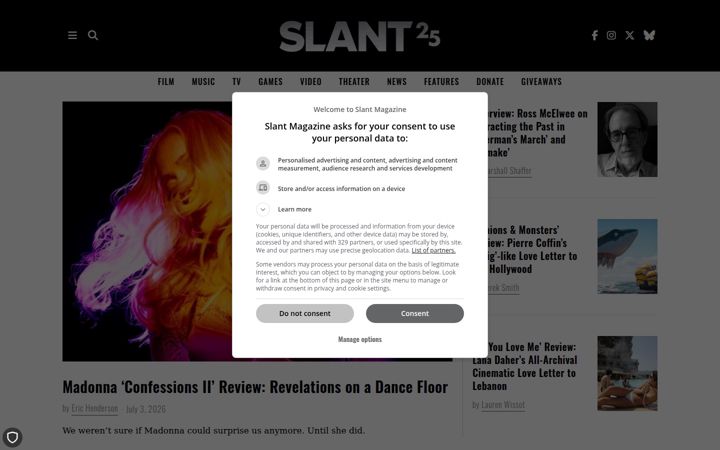 Screenshot of slantmagazine.com