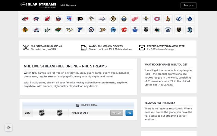 Capture d'écran de slapstreams.com