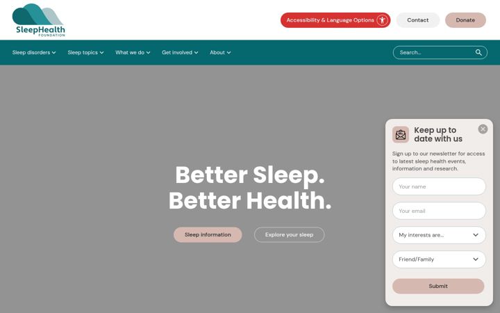 Kuvakaappaus sivustosta sleephealthfoundation.org.au