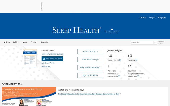 Screenshot of sleephealthjournal.org