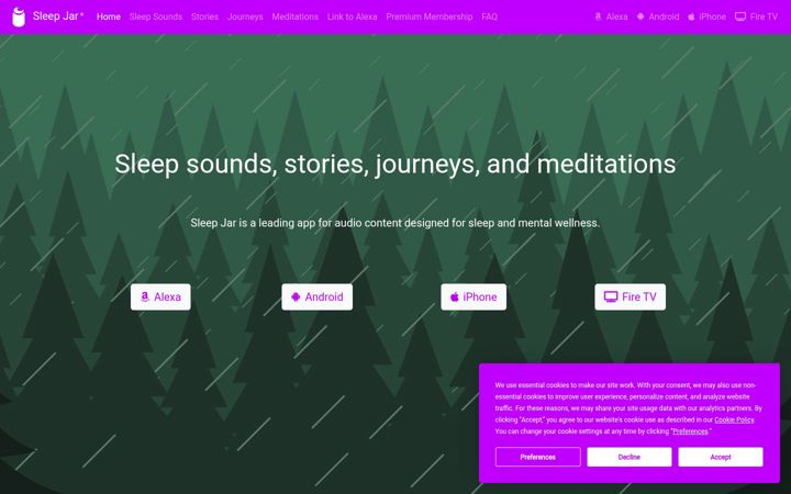 Screenshot of sleepjar.com