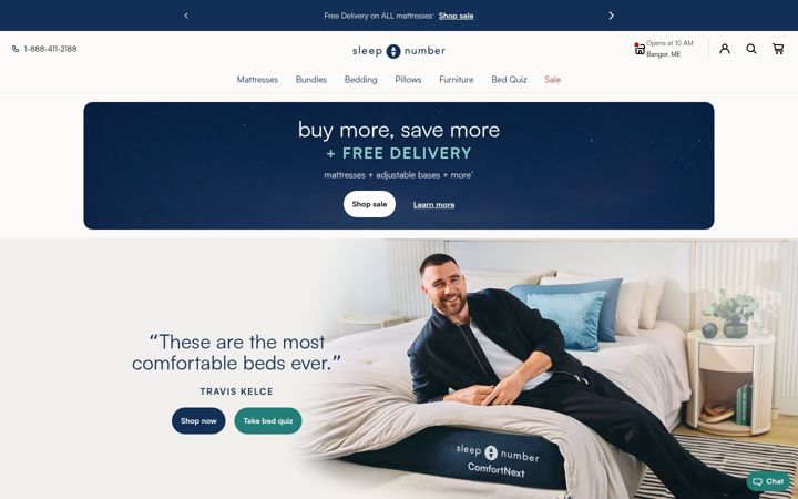 Capture d'écran de sleepnumber.com