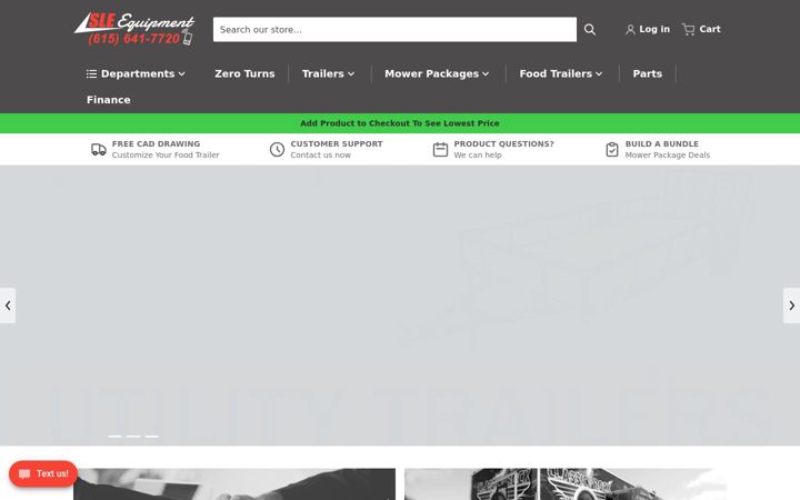 Screenshot of sleequipment.com