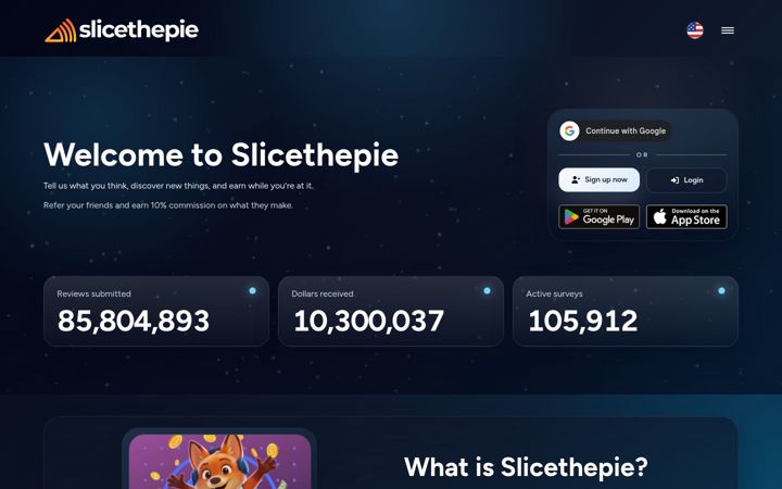 Screenshot of slicethepie.com