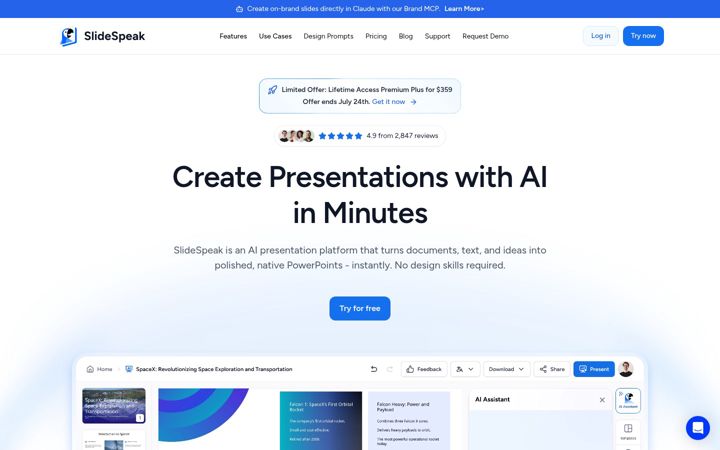 Screenshot of slidespeak.co