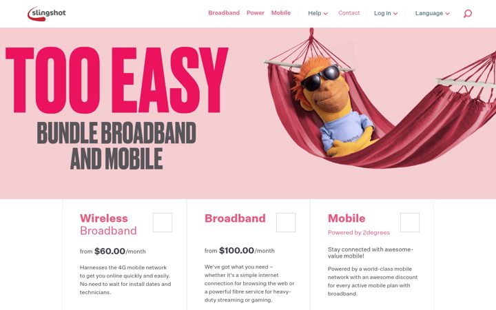 Screenshot von slingshot.co.nz