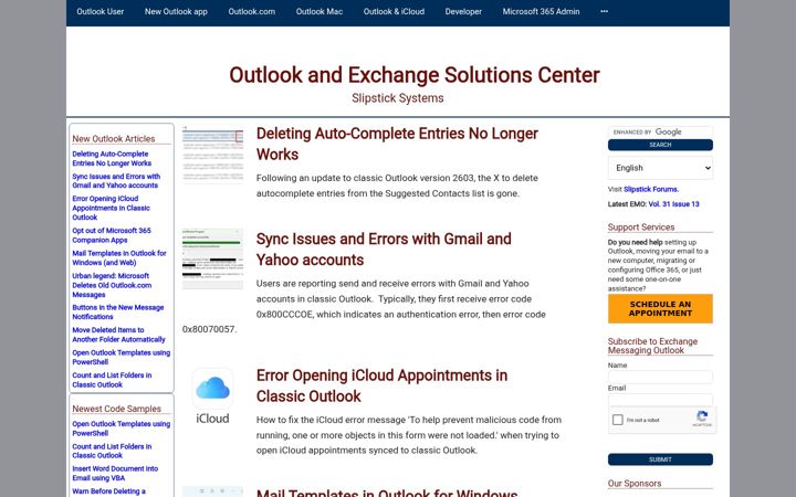 Screenshot of slipstick.com