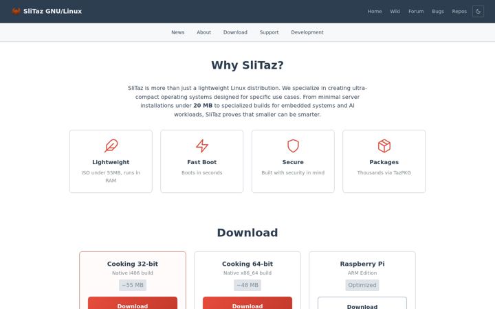 Screenshot of slitaz.org