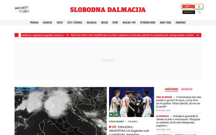 Skærmbillede af slobodnadalmacija.hr