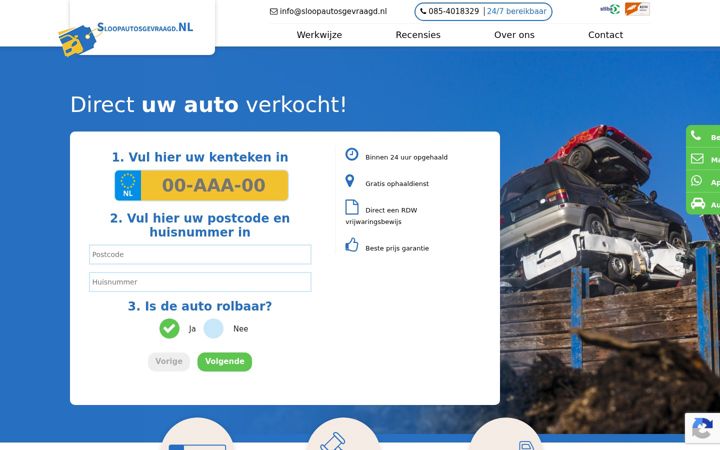 Skjermbilde av sloopautosgevraagd.nl
