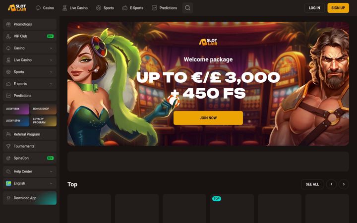 Screenshot of slotlair.com