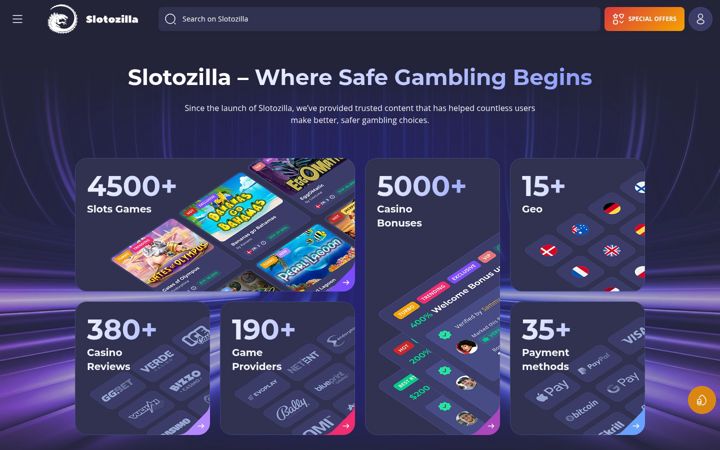 Skjámynd af slotozilla.com