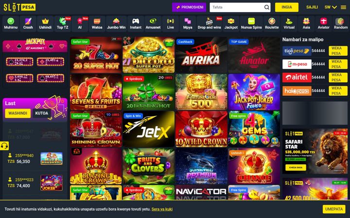 Screenshot of slotpesa.co.tz