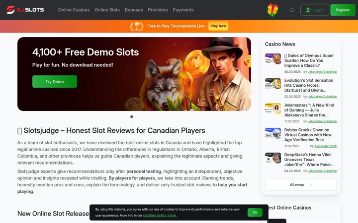 Екранна снимка на slotsjudge.com