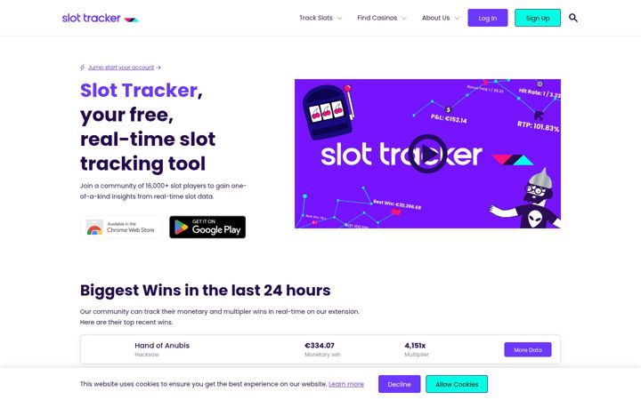 Screenshot of slottracker.com