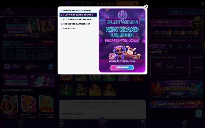Screenshot of slotwin24z.com