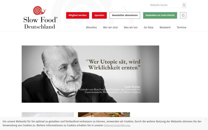 Snímek obrazovky slowfood.de