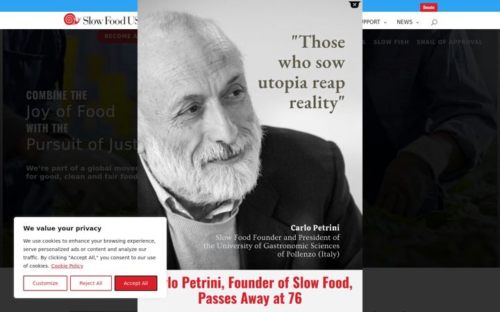 Screenshot of slowfoodusa.org