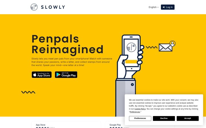 Screenshot of slowly.app