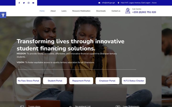 Screenshot of sltf.gov.gh