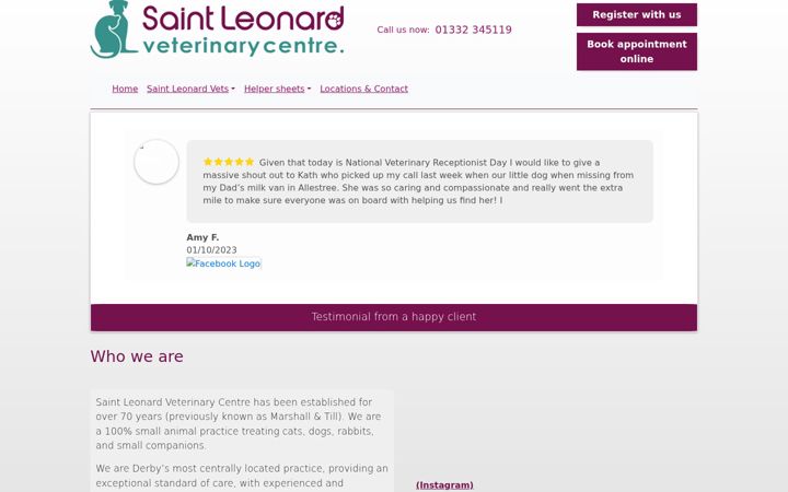 Screenshot of slvets.co.uk