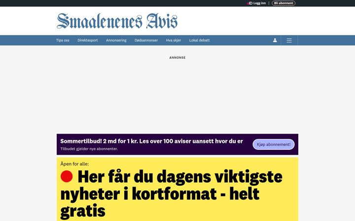Screenshot of smaalenene.no