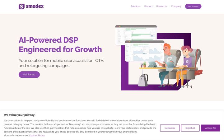 Screenshot ta' smadex.com