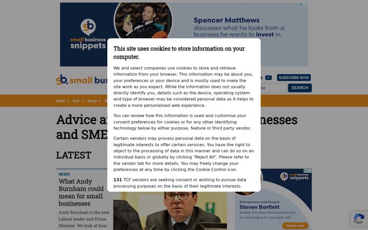 Screenshot of smallbusiness.co.uk