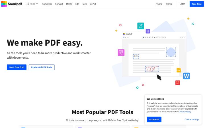 Skärmbild av smallpdf.com
