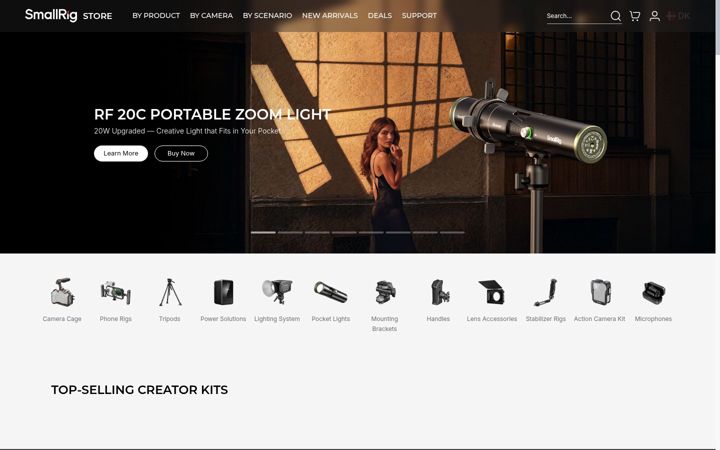 Screenshot stránky smallrig.com