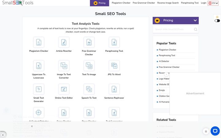 Ekrānuzņēmums no smallseotools.com