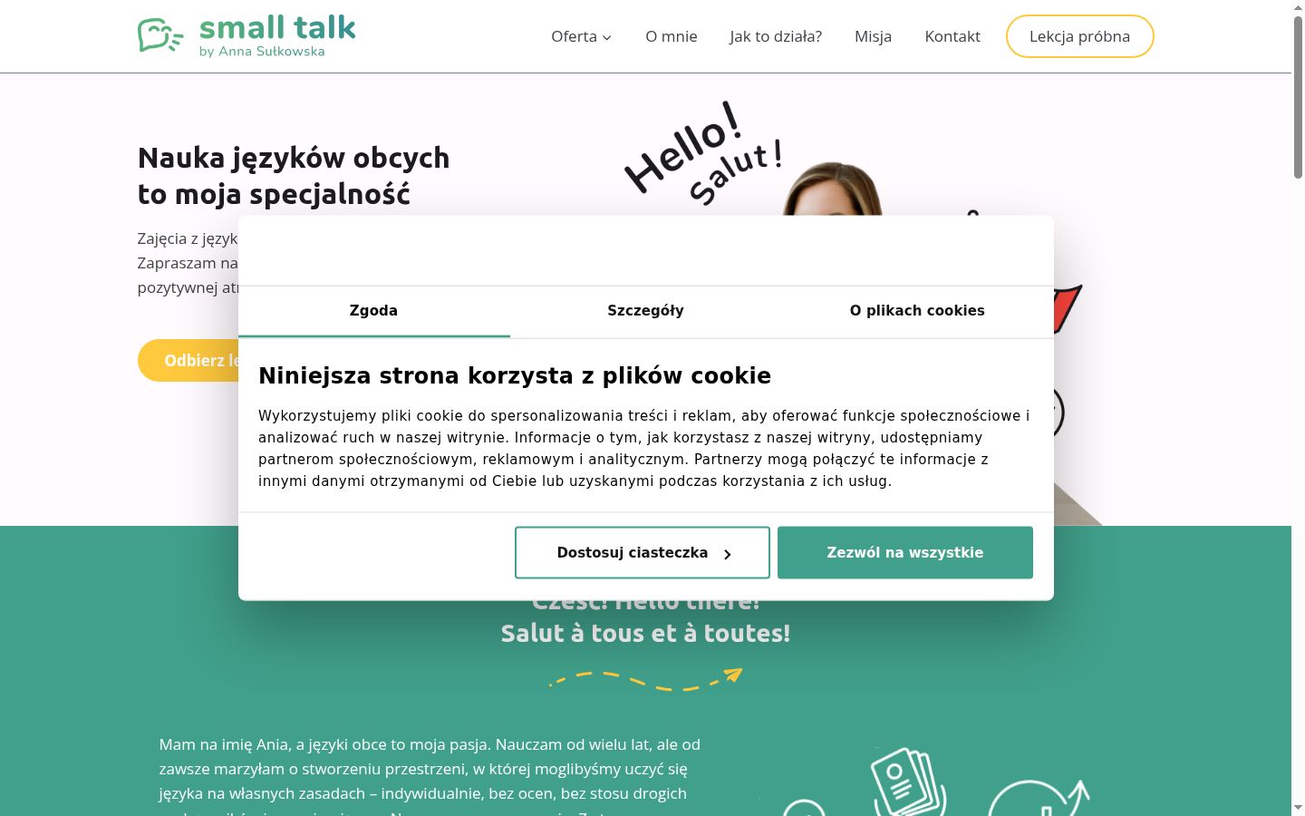 Skärmbild av samtyckesbannern som visades före någon interaktion