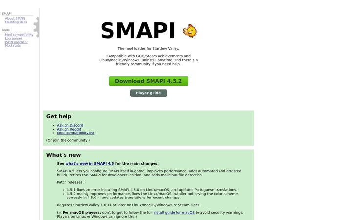 Screenshot of smapi.io