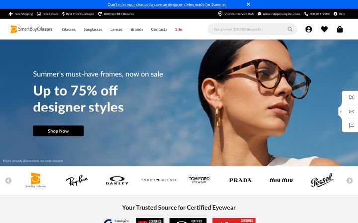 Zrzut ekranu smartbuyglasses.co.uk