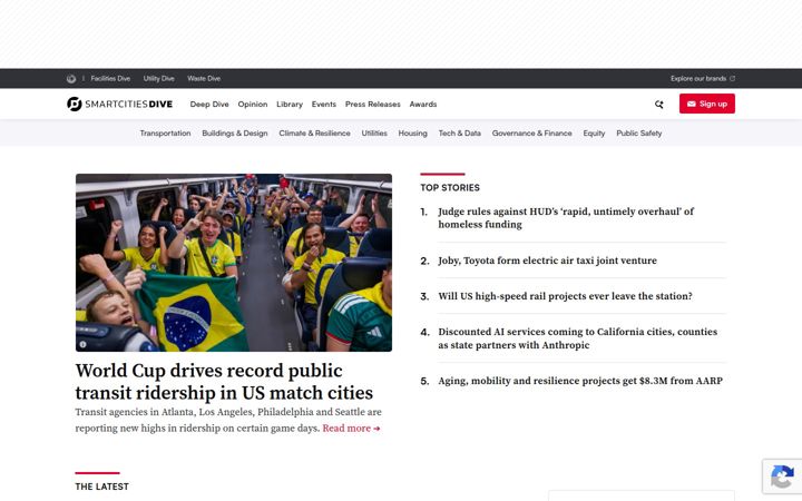 Screenshot of smartcitiesdive.com