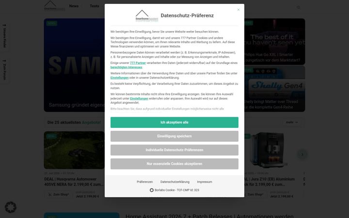 Snímek obrazovky smarthomeassistent.de