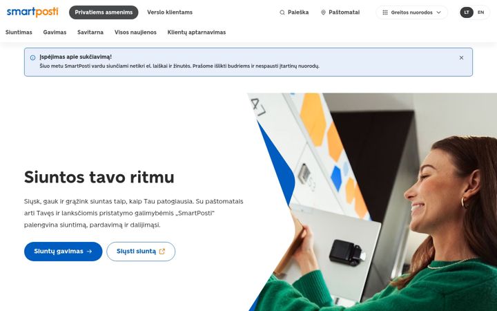 Екранна снимка на smartposti.lt