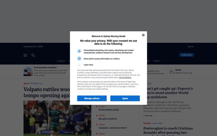 Kuvakaappaus sivustosta smh.com.au