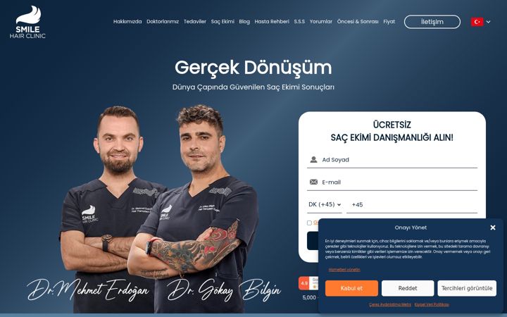 Screenshot of smilehairclinic.com