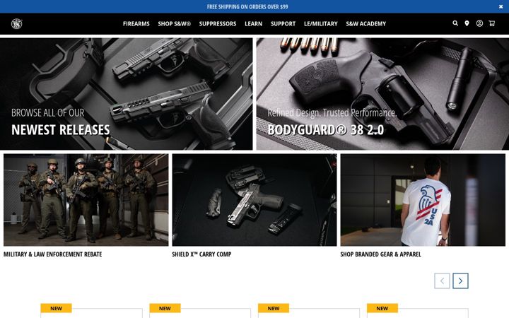 Skjámynd af smith-wesson.com