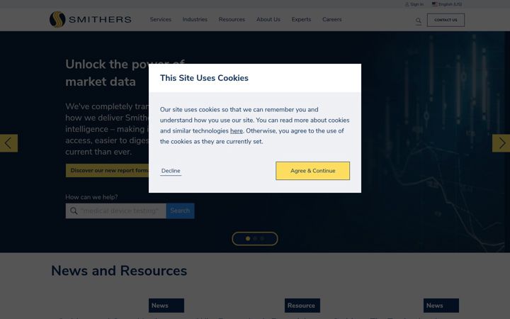 Screenshot of smithers.com