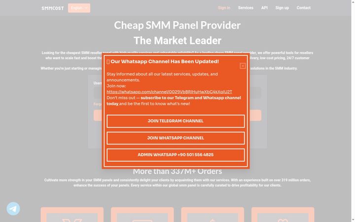 Screenshot of smmcost.com