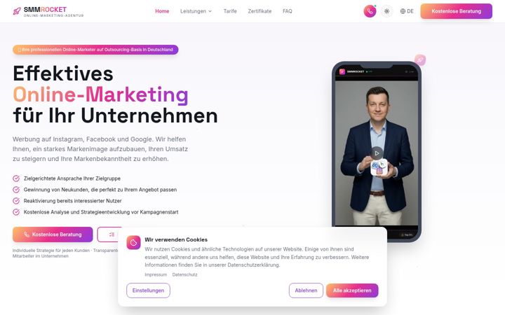 Zrzut ekranu smmrocket.de