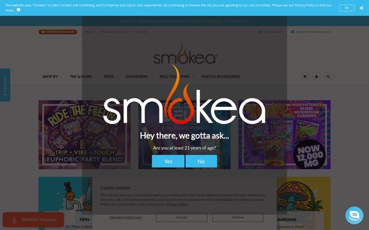 Screenshot stránky smokea.com
