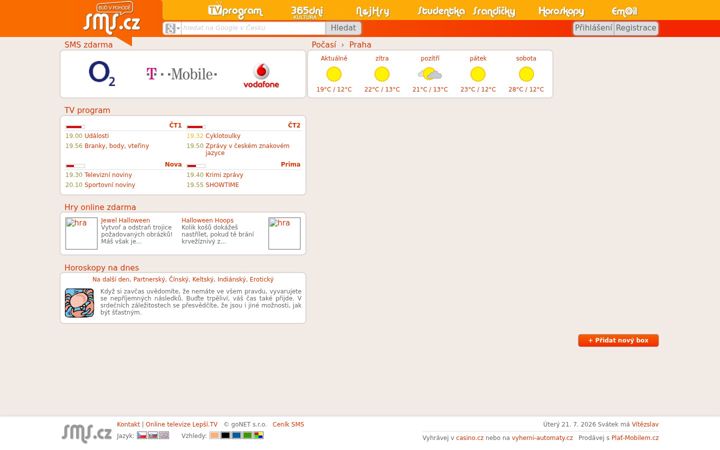 Screenshot of sms.cz